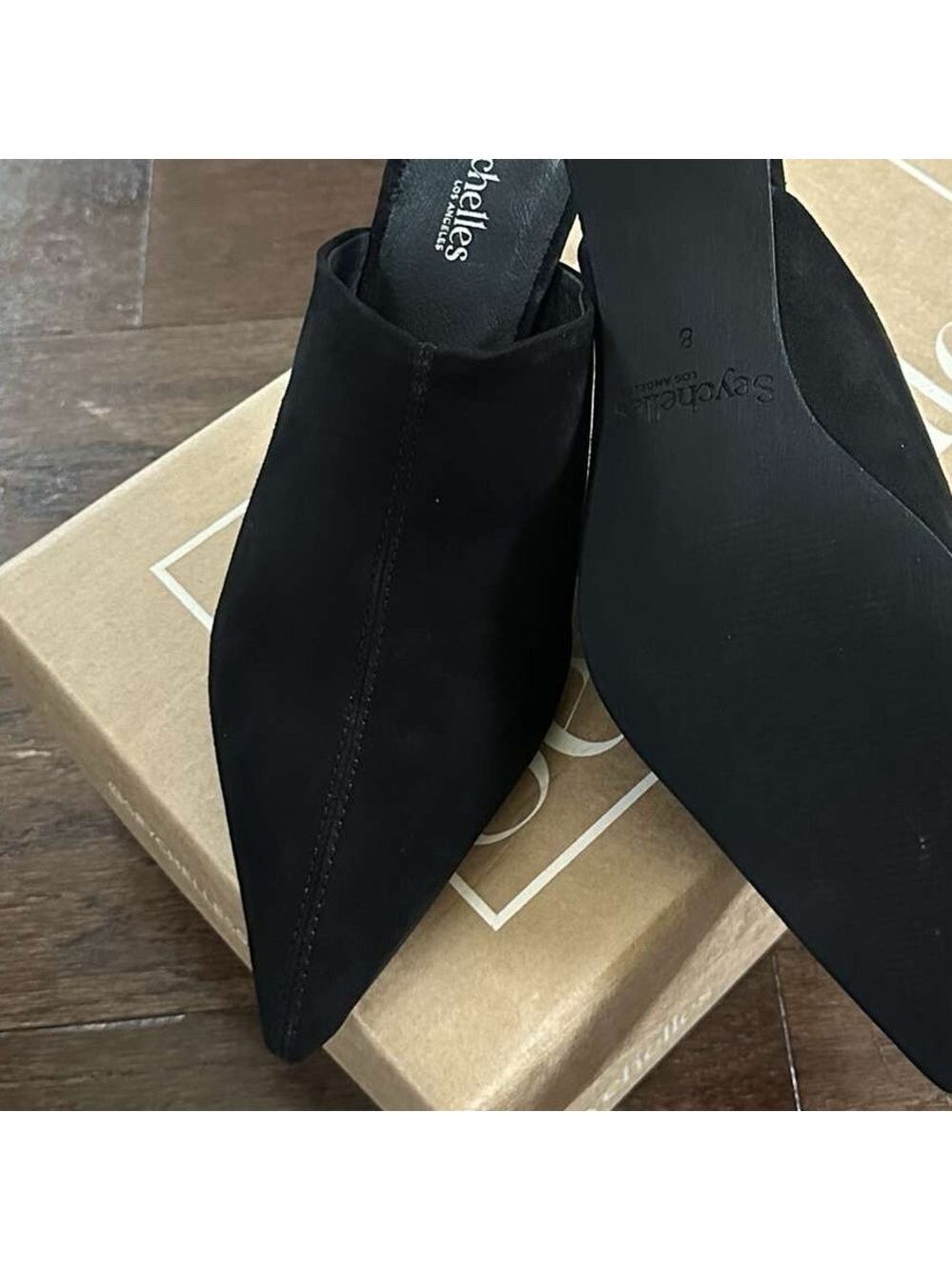 SEYCHELLES-Obsession Mule-black suede-7.5-brand new - Picture 10 of 11